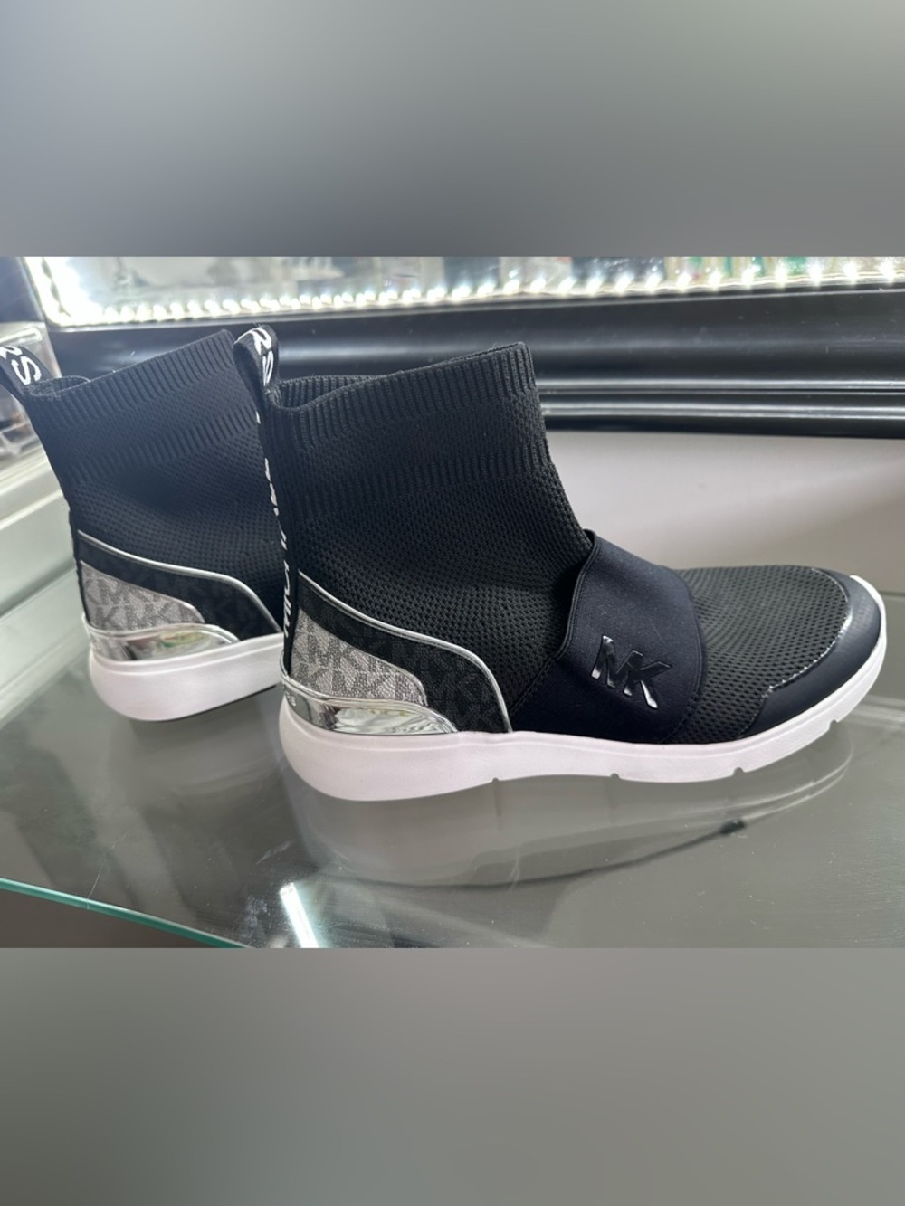 Michael Kors Black Knit Sock Sneaker, lightly worn